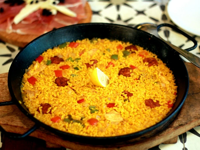 fried rice on black cooking pan